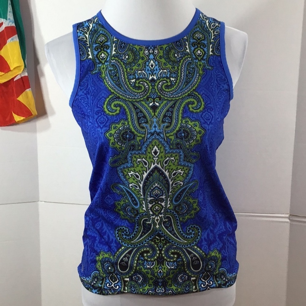 Athleta blue green paisley tank top S